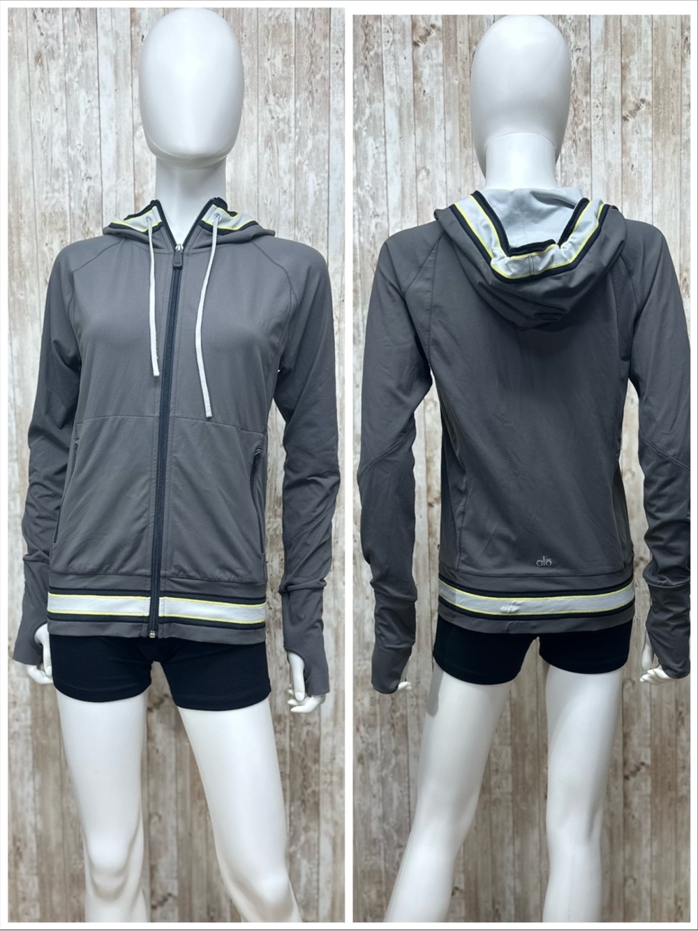 Alo Yoga CoolFit Vintage 2010 Full Zip Hooded Jacket ~ Size S ~ Item #X36